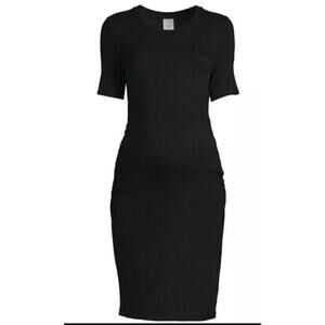 Time And Tru Maternity Short‎ Sleeve Dress Black Scoop Neck Fitted Sz XL 16/18